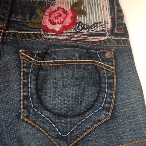 BLUE TATTOO Jean Denim Shorts Embroidered - Picture 7 of 8